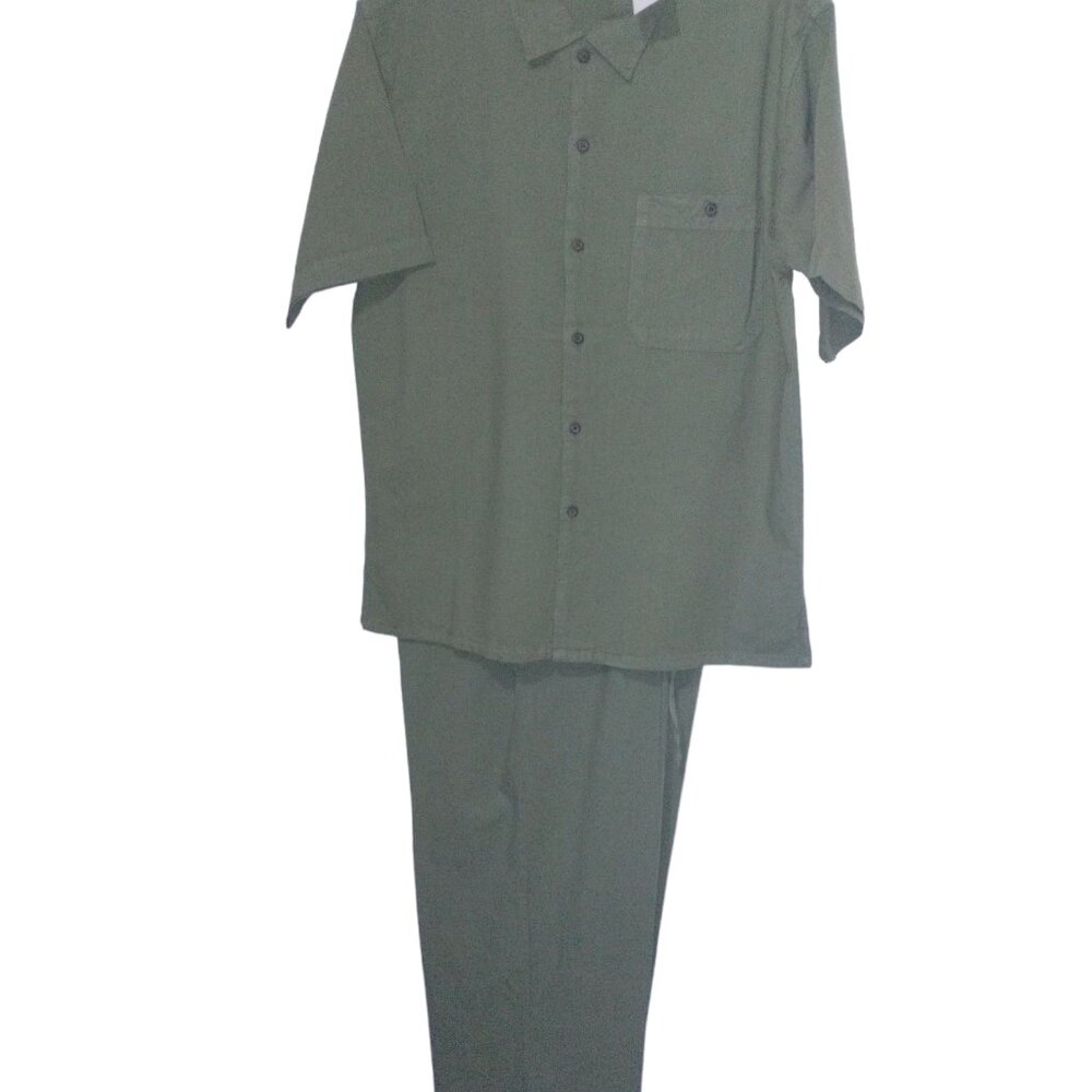 'UNISEX' GREEN PANS COTTON TWO-PIECE
